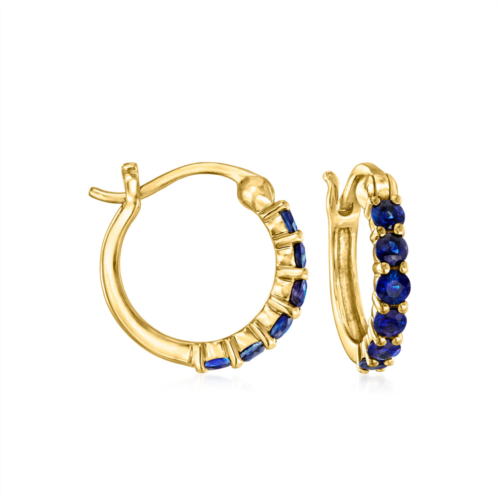 RS Pure by ross-simons sapphire huggie hoop earrings in 14kt yellow gold