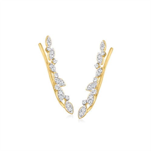 RS Pure ross-simons diamond leaves ear climbers in 14kt yellow gold