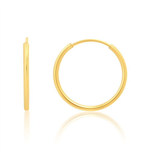 MAXCOLOR solid 14k gold hoop earrings 1mm tube flex continuous in 10mm-14mm (0.4-1 inch) diameter gold hoop earrings