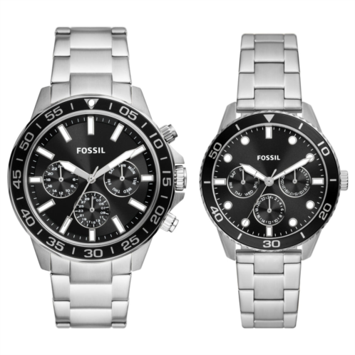 Fossil unisex his and hers multifunction stainless steel watch set