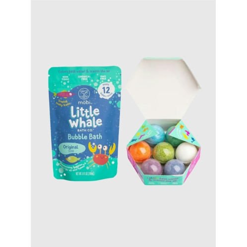 Gap Mobi Little Whale Bath Fizzies and Bubble Bath Powder Bundle