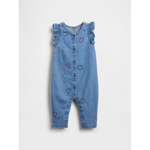 Gap Baby Denim Embroidered Heart One-Piece
