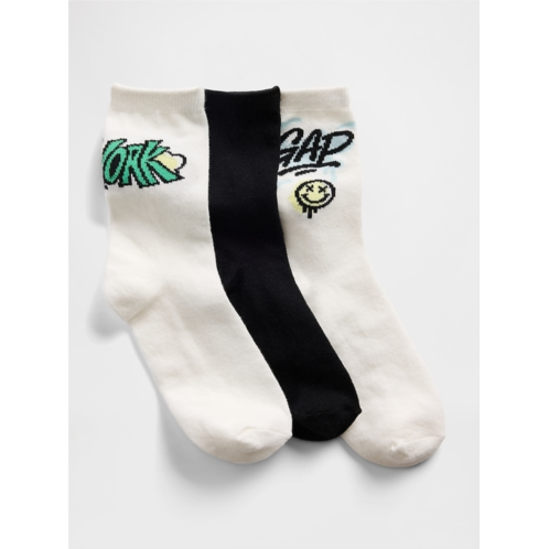 Gap Kids Graphic Logo Crew Socks (3-Pack)