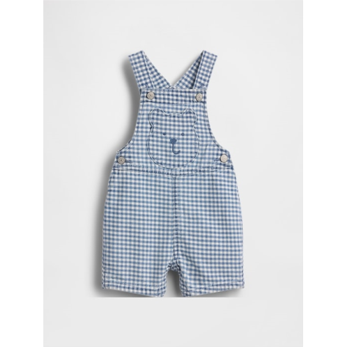 Gap Baby Gingham Denim Bear Pocket Shortalls
