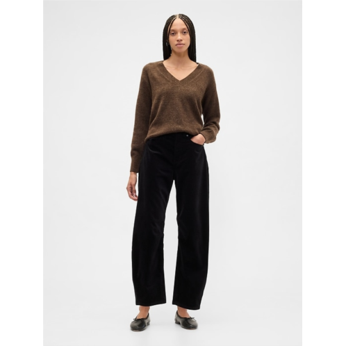 Gap High Rise Barrel Velvet Pants
