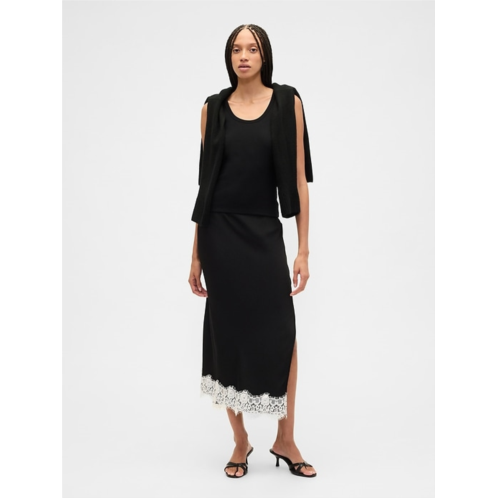 Gap Satin Lace-Hem Slip Skirt