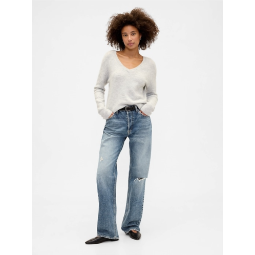 Gap Mid Rise Destructed Relaxed Straight Jeans