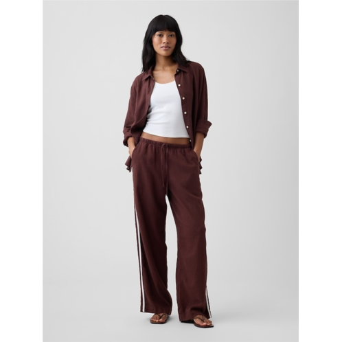 Gap Linen-Blend Stripe Wide-Leg Pants