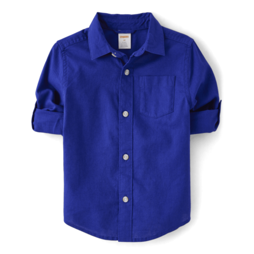Gymboree Kids Dad And Me Linen-Blend Button Up Shirt - blue Gymboree Kids Dad And Me Linen-Blend Button Up Shirt - blue