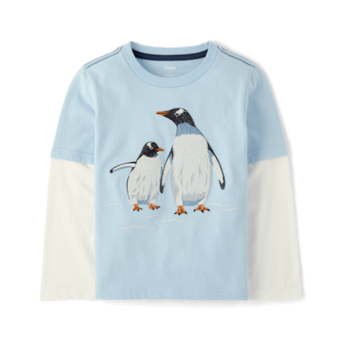 Gymboree Boys Embroidered Penguin Layered Top - First Frost - blue Gymboree Boys Embroidered Penguin Layered Top - First Frost - blue