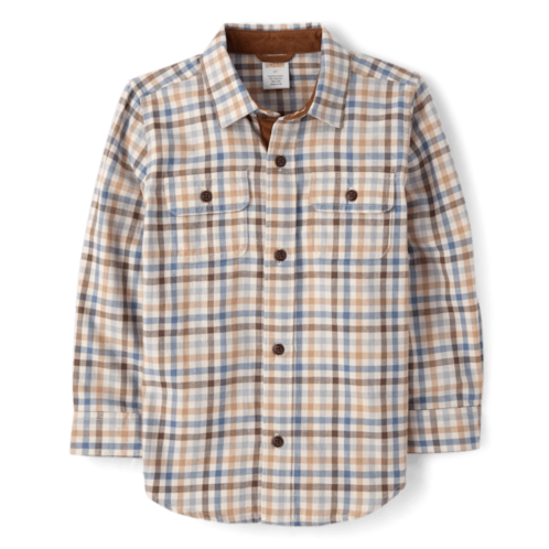 Gymboree Boys Gingham Flannel Button Up Shirt - First Frost - white Gymboree Boys Gingham Flannel Button Up Shirt - First Frost - white