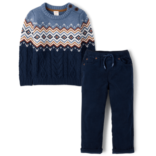 Gymboree Boys Fairisle Cable Knit 2-Piece Outfit Set - First Frost - multi Gymboree Boys Fairisle Cable Knit 2-Piece Outfit Set - First Frost - multi