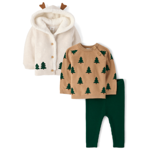 Baby Boys Crochet Snowflake Sherpa Lined Cardigan 3-Piece Outfit Set - Homegrown by Gymboree - multi Baby Boys Crochet Snowflake Sherpa Lined Cardigan 3-Piece Outfit Set - Homegrown by Gymboree - multi