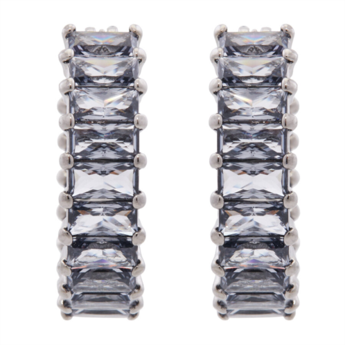 Swarovski Matrix Pierced Earrings Mini Hoop Ruthenium Shiny Grey Swarovski Matrix Pierced Earrings Mini Hoop Ruthenium Shiny Grey