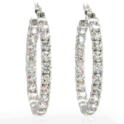 Swarovski Rhodium Matrix Plated Hoop Earrings Swarovski Rhodium Matrix Plated Hoop Earrings