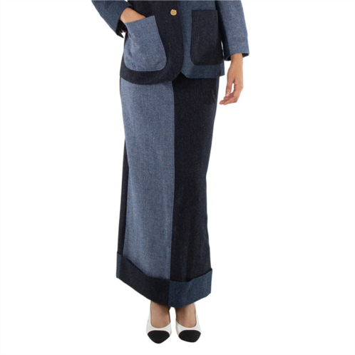 Thom Browne Ladies Navy Fun-Mix Donegal Tweed Sack Trouser Skirt Brand Size 36 (US Size 0) Thom Browne Ladies Navy Fun-Mix Donegal Tweed Sack Trouser Skirt Brand Size 36 (US Size 0)