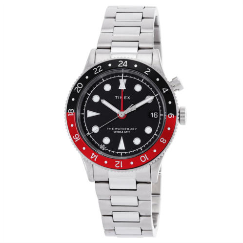 Timex Waterbury Traditional GMT Quartz Black Dial Coke Bezel Mens Watch TW2W22700 Timex Waterbury Traditional GMT Quartz Black Dial Coke Bezel Mens Watch TW2W22700