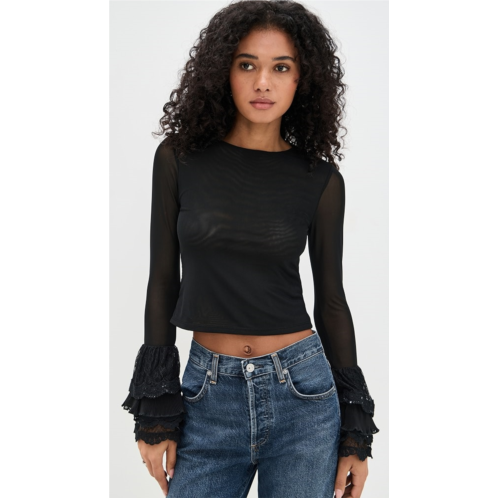 Alice olivia Delaina Crop Top with Ruffle Cuffs Alice olivia Delaina Crop Top with Ruffle Cuffs