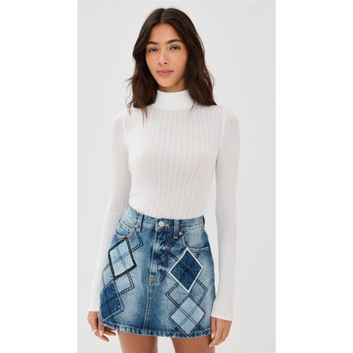 Alice olivia Lanie Pointelle Mock Neck Top Alice olivia Lanie Pointelle Mock Neck Top