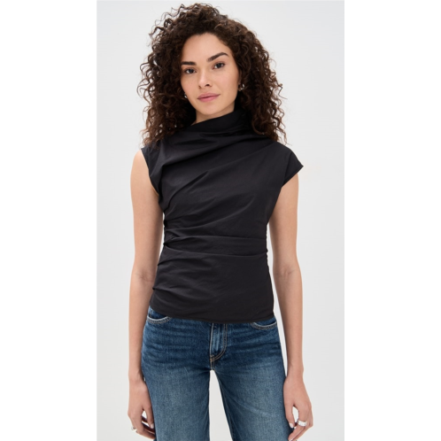 GANNI Stretch Cotton Ruched Top GANNI Stretch Cotton Ruched Top