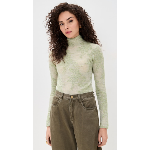 GANNI Sheer Flower Jacquard Mock Neck GANNI Sheer Flower Jacquard Mock Neck