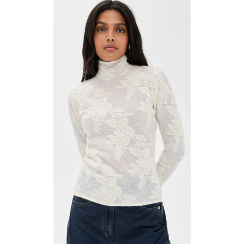 GANNI Sheer Flower Jacquard Mock Neck GANNI Sheer Flower Jacquard Mock Neck