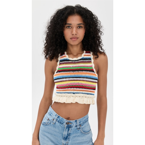 GANNI Cotton Crochet Frill Top GANNI Cotton Crochet Frill Top