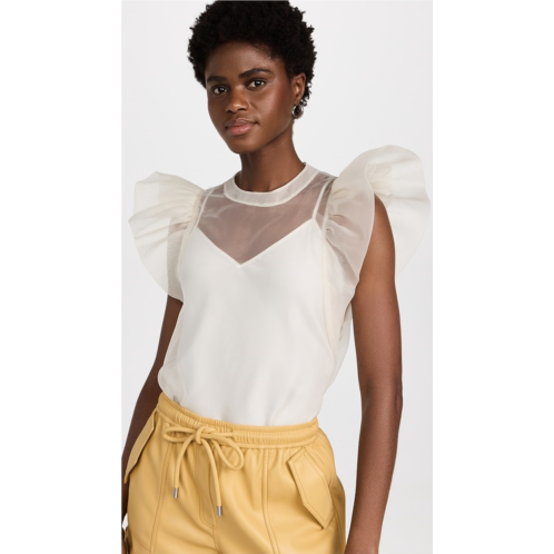 SIMKHAI Corina Organza Ruffle Sleeve Crew Neck Top SIMKHAI Corina Organza Ruffle Sleeve Crew Neck Top