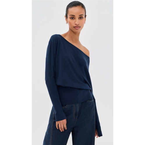 SIMKHAI Lavina Draped Off Shoulder Sweater SIMKHAI Lavina Draped Off Shoulder Sweater