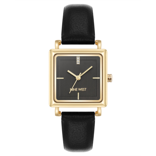 NINEWEST Square Strap Watch with Crystal Accents NINEWEST Square Strap Watch with Crystal Accents