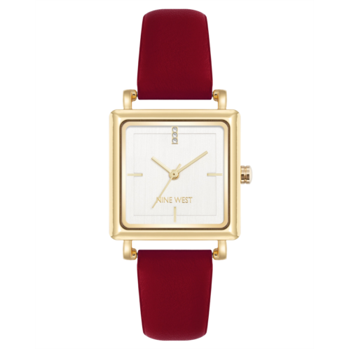 NINEWEST Square Strap Watch with Crystal Accents NINEWEST Square Strap Watch with Crystal Accents