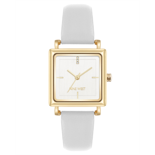 NINEWEST Square Strap Watch with Crystal Accents NINEWEST Square Strap Watch with Crystal Accents