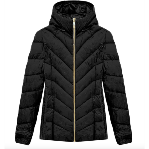 Michael Michael Kors womens black chevron quilted short packable jacket coat Michael Michael Kors womens black chevron quilted short packable jacket coat