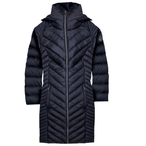 Michael Michael Kors women chevron double layer zipper 3/4 hooded packable coat Michael Michael Kors women chevron double layer zipper 3/4 hooded packable coat