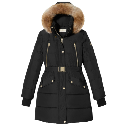 Michael Michael Kors womens black down belted puffer coat 3/4 length Michael Michael Kors womens black down belted puffer coat 3/4 length