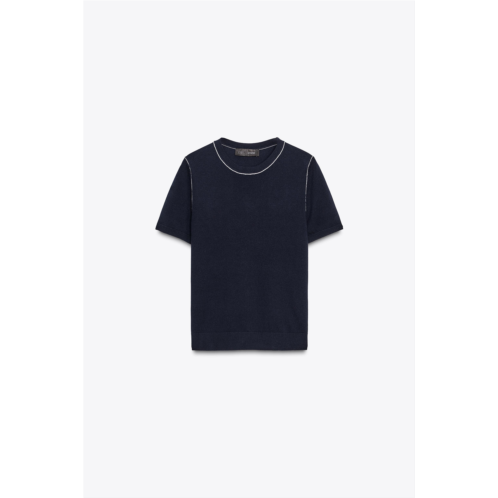 Zara SHORT SLEEVE CONTRAST PIPING JUMPER Zara SHORT SLEEVE CONTRAST PIPING JUMPER