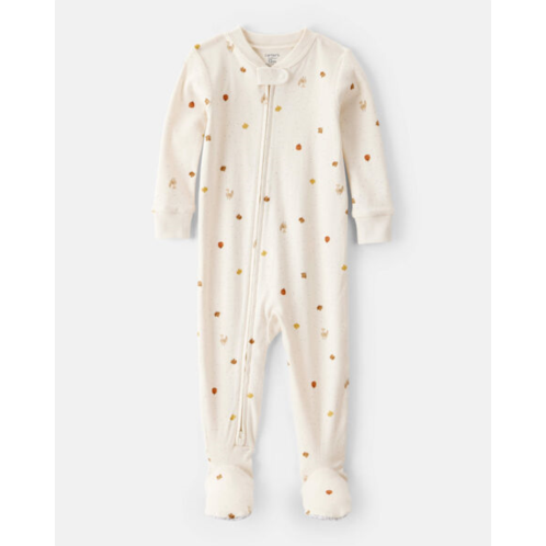 Baby Thanksgiving Print 100% Cotton Long-Sleeve 2-Way Zip Footed 1-Piece Pajamas - White - Carters Baby Thanksgiving Print 100% Cotton Long-Sleeve 2-Way Zip Footed 1-Piece Pajamas - White - Carters