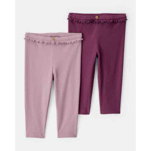 Baby Girl 2-Pack Ruffle Waist Rib Pants - Purple - Carters Baby Girl 2-Pack Ruffle Waist Rib Pants - Purple - Carters