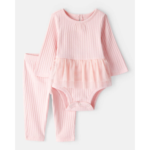 Baby Girl 2-Piece Ribbed Tutu Bodysuit Pant Set - Pink - Carters Baby Girl 2-Piece Ribbed Tutu Bodysuit Pant Set - Pink - Carters