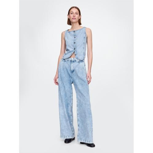 Gap 365 High Rise UltraSoft Pleated Denim Trousers Gap 365 High Rise UltraSoft Pleated Denim Trousers