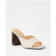 Anntaylor Embossed Leather High Block Heel Mule Sandals