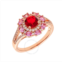 Elegant Confetti Womens 18K Rose Gold Plated Red and Pink CZ Simulated Diamond Floral Halo Ring Size 5