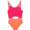 KENSIE GIRL Big Girls Color-Block Textured One-Piece Swimsuit - UPF 50