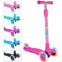 BELEEV A2 Scooters for Kids 3 Wheel Kick Scooter for Toddlers Girls Boys, 4 Adjustable Height, Lean to Steer, Light up Wheels, Extra-Wide Board, Easy to Assemble for Children Gift