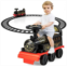 OLAKIDS Kids Ride On Train with Track, 6V Electric Toy with Lights and Sounds, Retractable Footrest, Under Seat Storage, Christmas Theme Battery Powered Gift for Toddlers Boys Girl