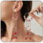 Gothic Blood Drop Earrings Vintage Crystal Pearl Fringe Blooddrip Dangle Earring Punk Style Dark Earrings Victorian Mystery Vampire Jewelry Halloween Outfit Accessories