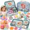 Lajeje 52Pcs Mermaid Tea Party Set for Little Girls, Pretend Tin Teapot Set with Metal Carrying Case, Little Mermaid Princess Toys, Stocking Stuffers for Kids, Birthday Gift for Age 3-6 Y