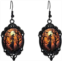 Gothic Raven Bat Cat Rose Witch Dangle Earring for Women Punk Vintage Crystal Glass Cameo Earrings Goth Victorian Mystery Earring Halloween Jewelry