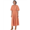 MOON RIVER Puff Sleeve Back Cutout Midi Dress