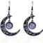 Gothic Moon Crystal Earrings for Women Goth Black Crescent Dangle Earring Halloween Red Black Crystal Glass Moon Earrings Halloween Mystery Witchy Costume Jewelry for Women